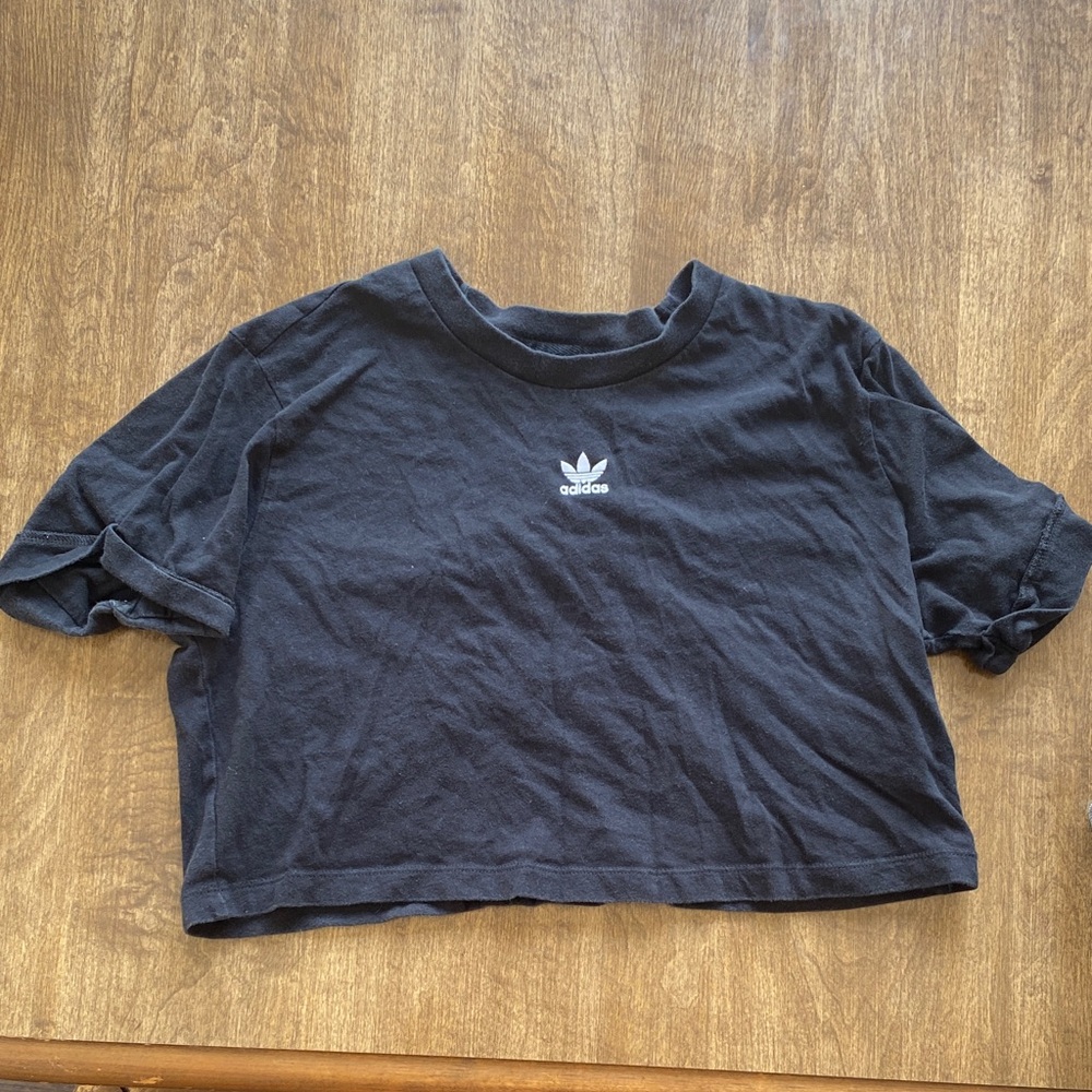 Adidas Black Cropped Tee with Logo